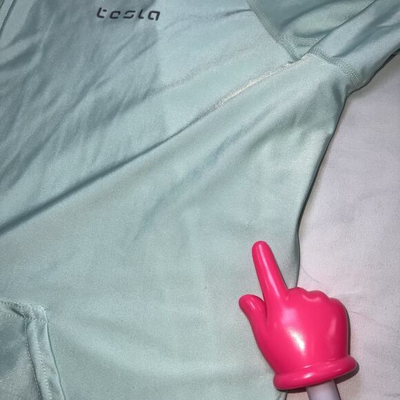 TESLA Jacket Women Size XL Green Running Hooded Thumb Holes Full Zip Lightweight - Picture 16 of 16